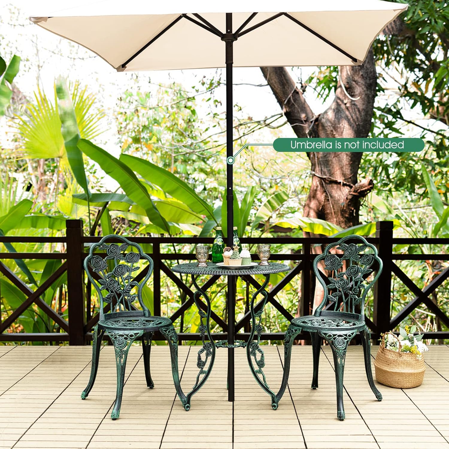 Bistroset 3tlg., Bistrotisch mit 2 Stühlen, Gartenmöbel Set Aluminium, Gartenset Balkonset Antik Rund Gartentisch, Balkonmöbel Set Gartensitzgruppe 2 Hocker Outdoor