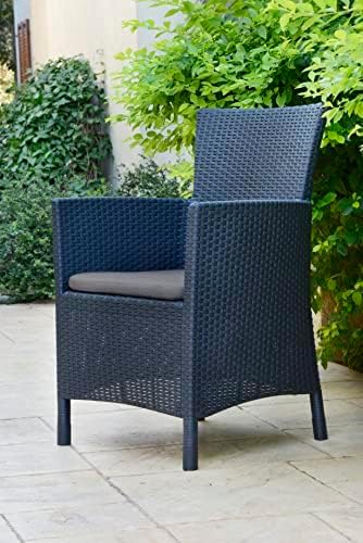 graphit/cool grey, 3tlg., inkl. Sitzkissen, Kunststoff, flache Rattanoptik, wetterfest, uv-beständig