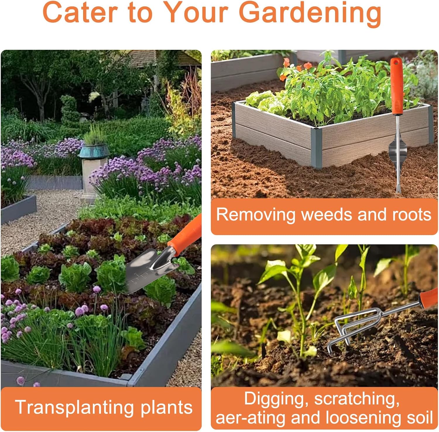 8-teiliges Gartenwerkzeug-Set, Gartenwerkzeug-Set mit Gartenwerkzeugtasche und Eimer, Gartenwerkzeuge Zubehör, Gartenzubehör-Set, Ideale Gartengeschenke für Frauen und Männer