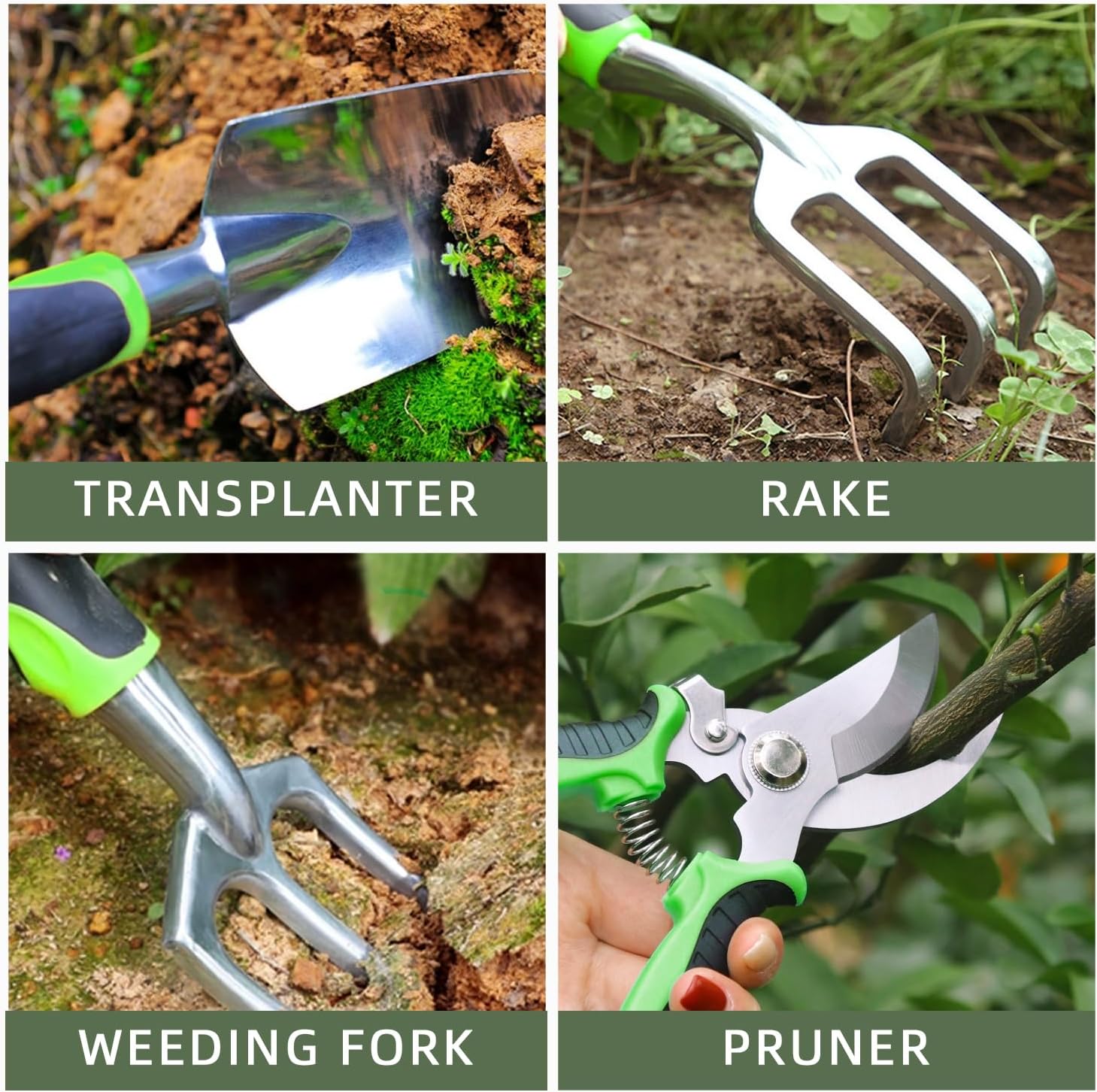 Gartenwerkzeug-Set, 9-teilig, Gartenset mit robuster Aufbewahrungstasche, Gartenwerkzeug-Set, ideale Gartengeschenke für Frauen für Gartenliebhaber