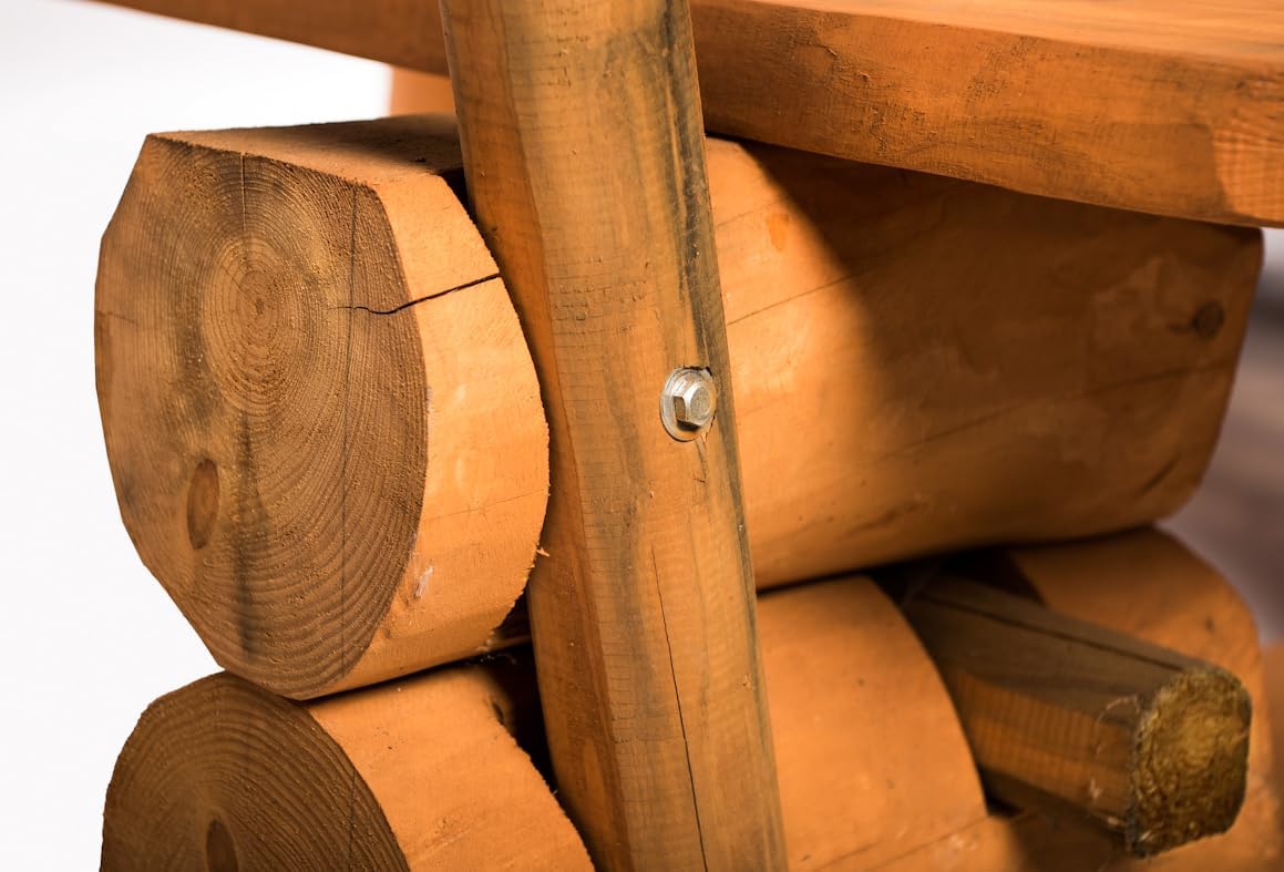 Massives rustikales Gartenmöbelset aus heimischer Kiefer, mit Holzschutzlasur behandelt, 200 cm.