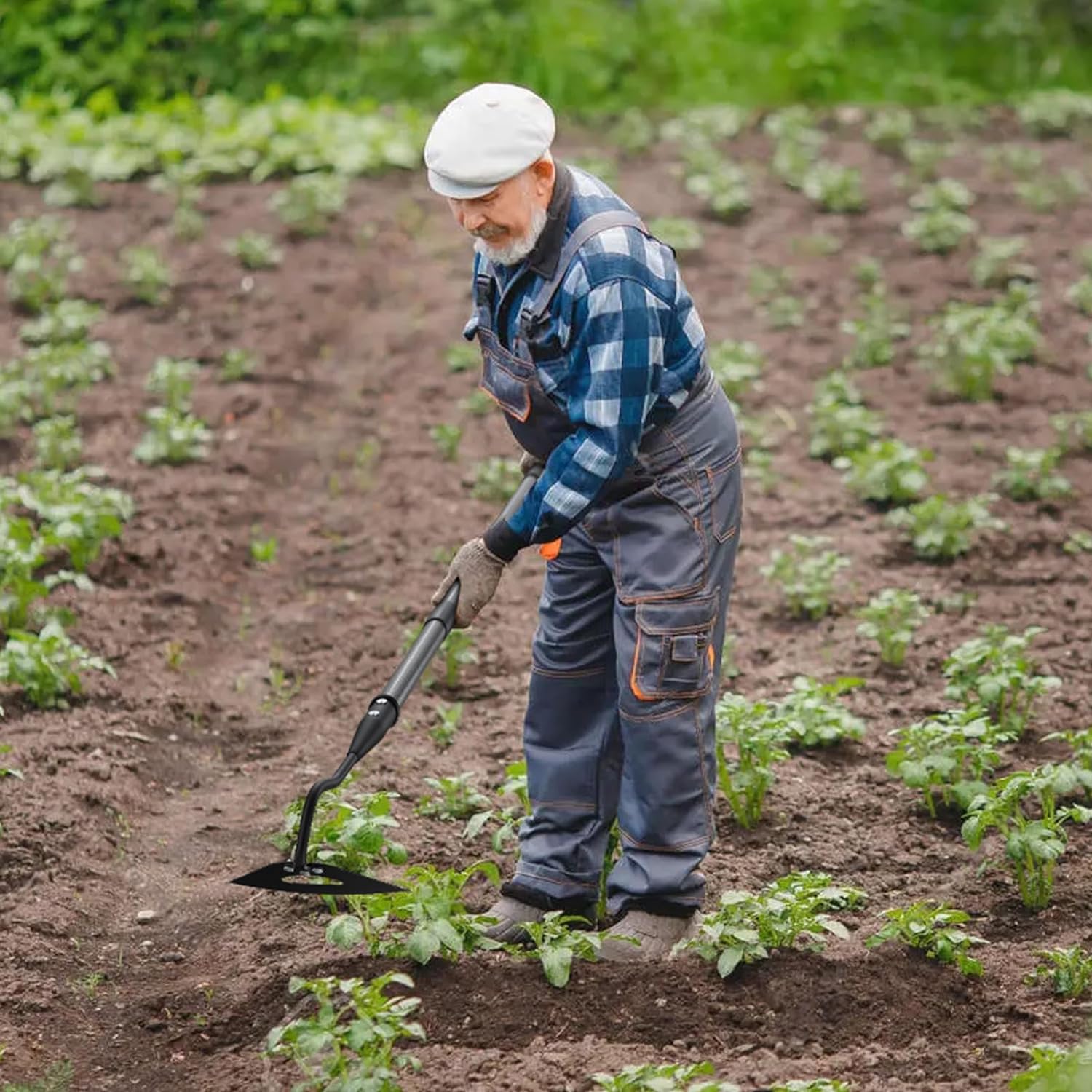 Hacke Gartenwerkzeug,Hohle Gartenhacke mit stabiler Klinge zum Graben, Jäten, Hacken, Schneiden und Lösen von Erde,Heavy Duty Gartenhacke mit 56“ verstellbarem langen Stiel