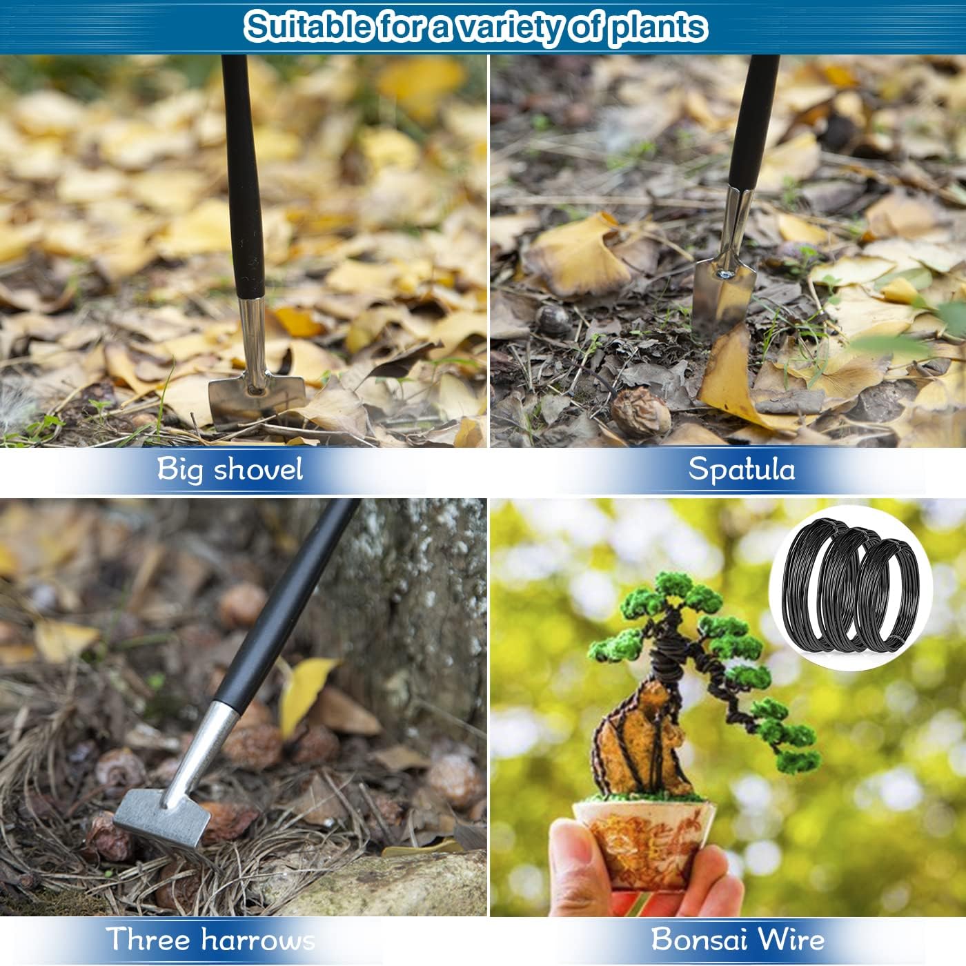 22-teiliges Gartenwerkzeug-Set, Bonsaischere, Bonsaidraht, Pinzette, Gartenhandschuhe - Bonsai-Starter-Werkzeug-Set für Bonsai-Anfänger