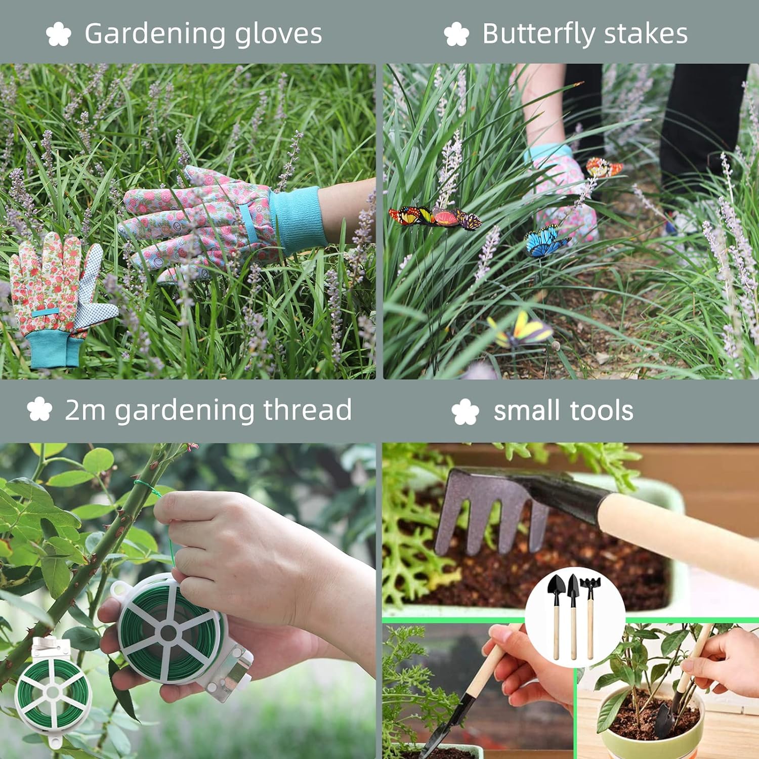 16-teiliges Blumengartenwerkzeug-Set, Gartenhandwerkzeug-Geschenkset, Gartengeschenke für Frauen und Männer, mit Gartenschere und Aufbewahrungstasche, Gartenzubehör Geschenk