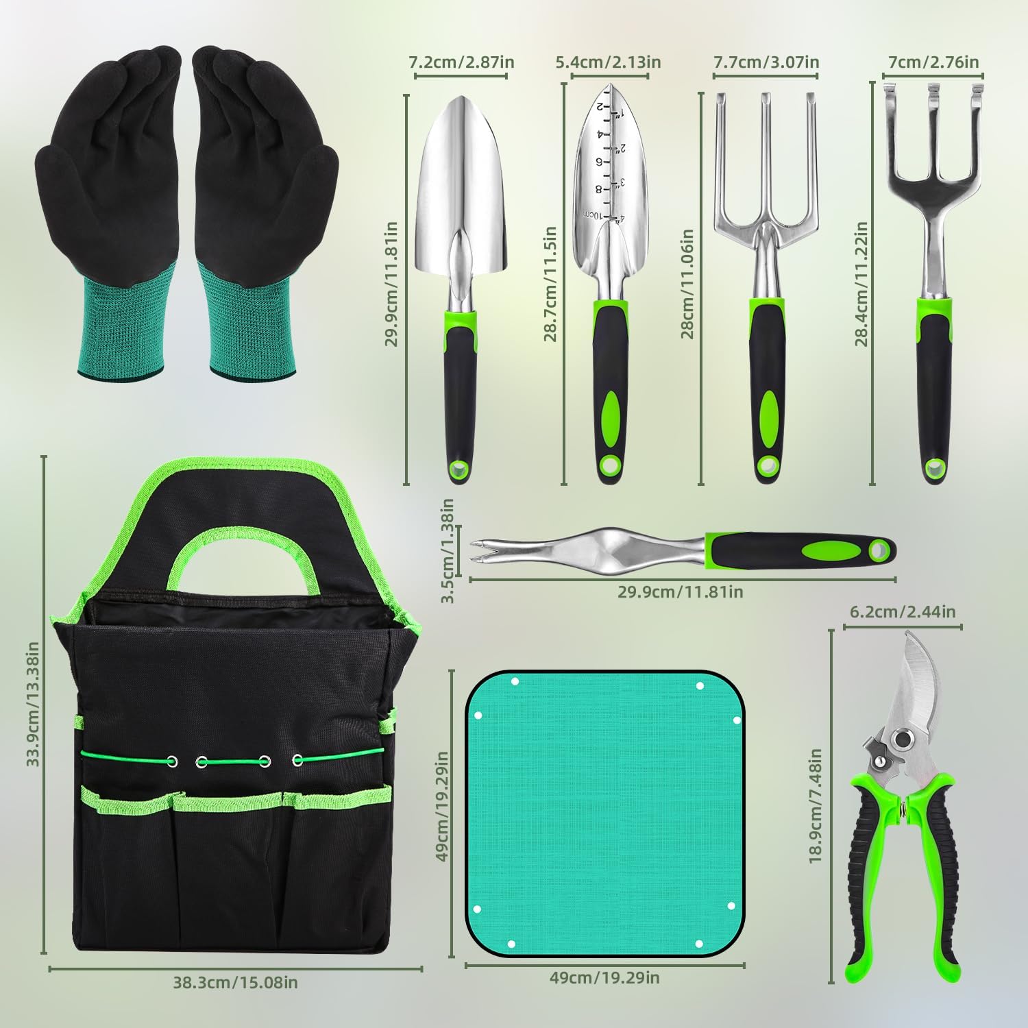 Gartenwerkzeug-Set, 9-teilig, Gartenset mit robuster Aufbewahrungstasche, Gartenwerkzeug-Set, ideale Gartengeschenke für Frauen für Gartenliebhaber