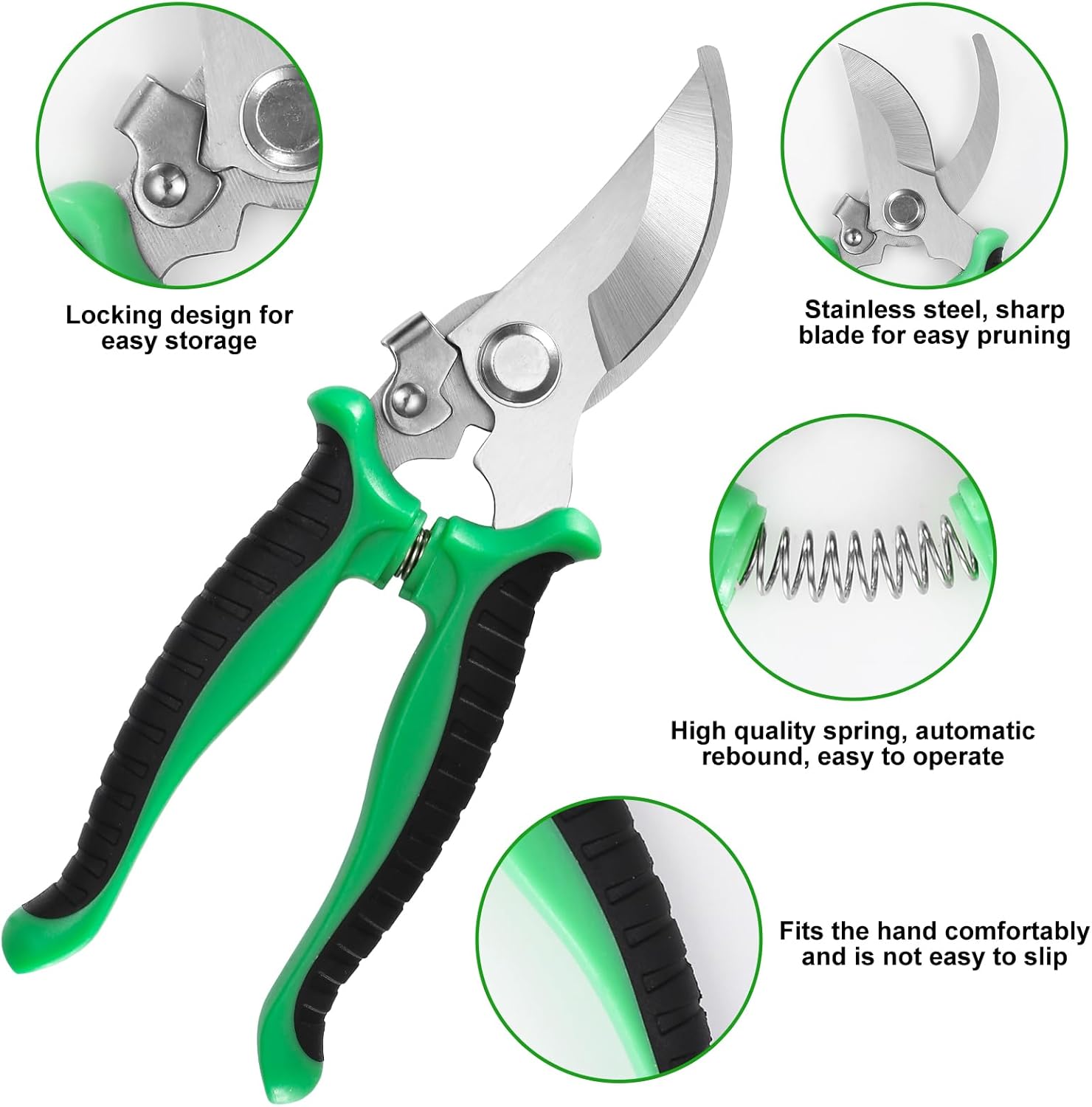 6-teiliges Gartenwerkzeug-Set, Gartenwerkzeug-Set aus Edelstahl, inklusive Handkelle, Umpflanz-Grubber, Gartenschere, Handschuhen und 30 m Garten-Twist-Kabelbinder