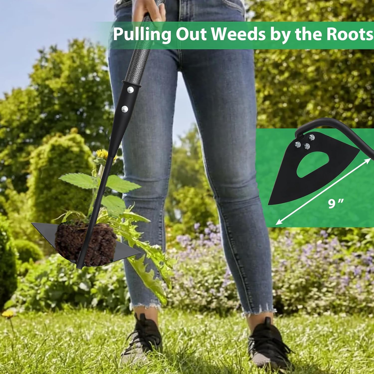 Hacke Gartenwerkzeug,Hohle Gartenhacke mit stabiler Klinge zum Graben, Jäten, Hacken, Schneiden und Lösen von Erde,Heavy Duty Gartenhacke mit 56“ verstellbarem langen Stiel