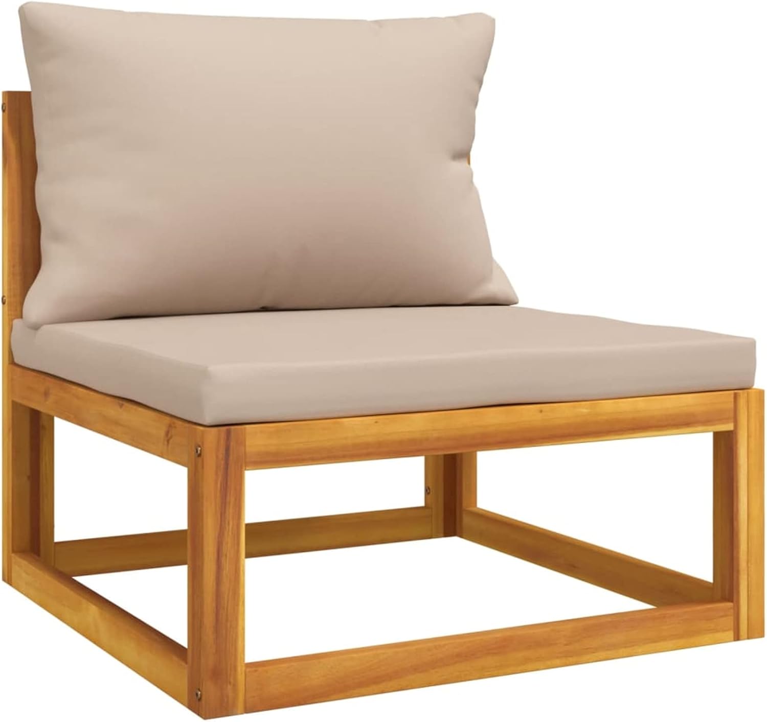 Gartensofa Outdoor Holz 6-teilig Balcony Lounge für kleinen Balkon, Outdoor Lounge Möbel Holz mit Taupe Kissen, Gartenmöbel Set Lounge Holz mit Eckteil + 3 x Mittelteil