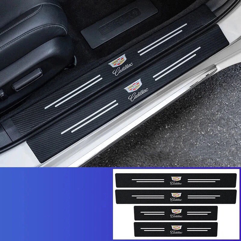 🔥Gorąca sprzedaż🔥ekskluzywne logo🔥skórzane listwy progowe samochodu z włókna węglowego (4 szt.)