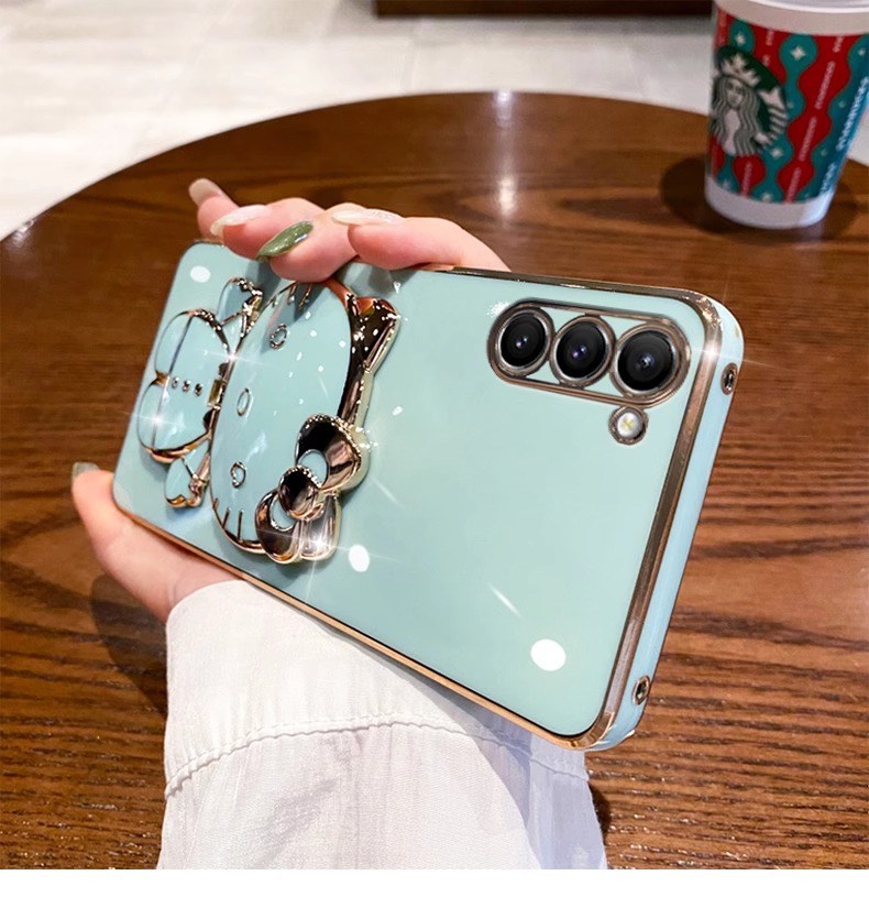 Etui na telefon z lusterkiem do makijażu, uchwyt Cat, odpowiednie do telefonów Samsung S23, S22, S21