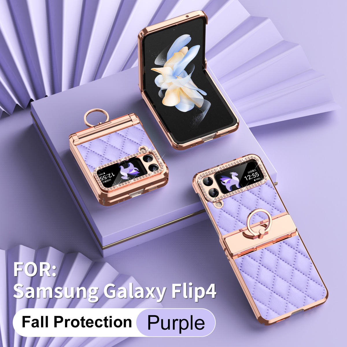 Etui na telefon komórkowy ze składanym ekranem w kształcie diamentu, pasujące do Samsunga Galaxy Z Flip3 Flip4 Flip5