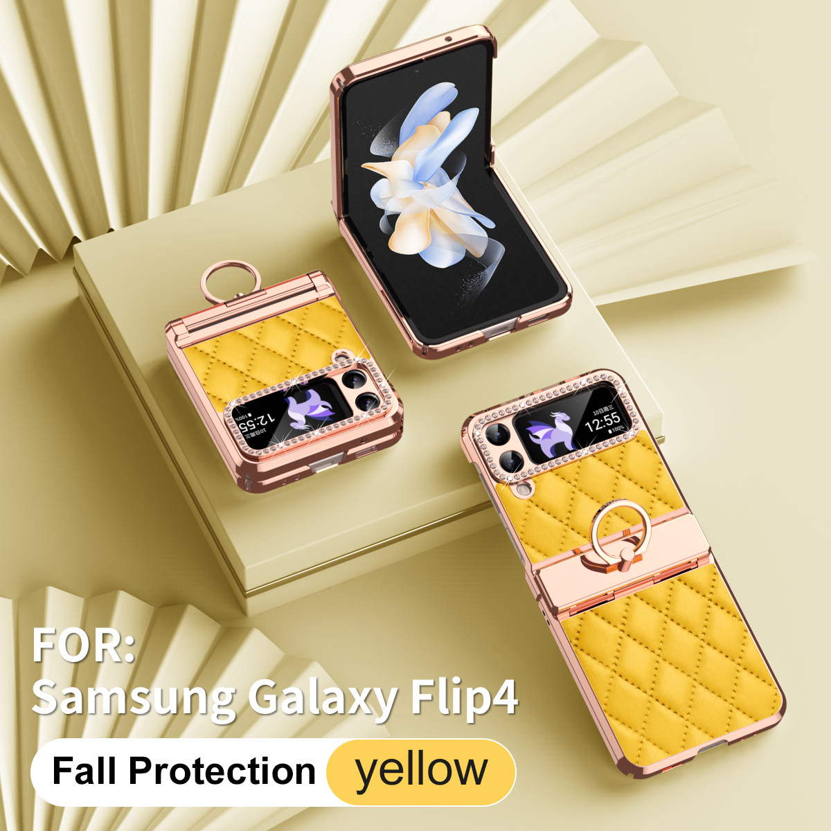 Etui na telefon komórkowy ze składanym ekranem w kształcie diamentu, pasujące do Samsunga Galaxy Z Flip3 Flip4 Flip5