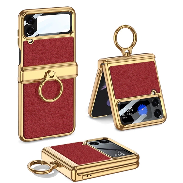 Magnetyczne skórzane etui z zawiasami do Samsunga Galaxy Z Flip4 Flip3 5G