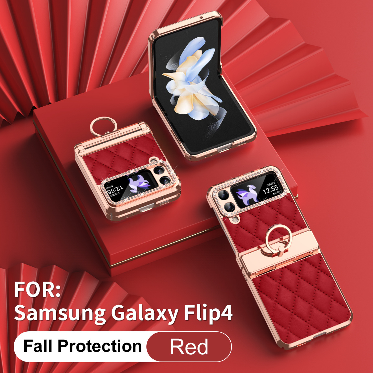 Etui na telefon komórkowy ze składanym ekranem w kształcie diamentu, pasujące do Samsunga Galaxy Z Flip3 Flip4 Flip5