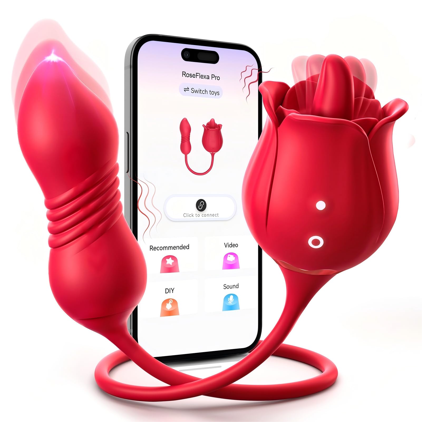 Vibrációs dildó Szexjátékok nőknek - MOOLIGIRL Rose Szexjáték lökő G-pont vibrátorokkal és 10 szopási móddal a csikló mellbimbó stimulálásához Anális dildók Felnőtt szexuális játékok Pároknak szóló játékok Szexgép