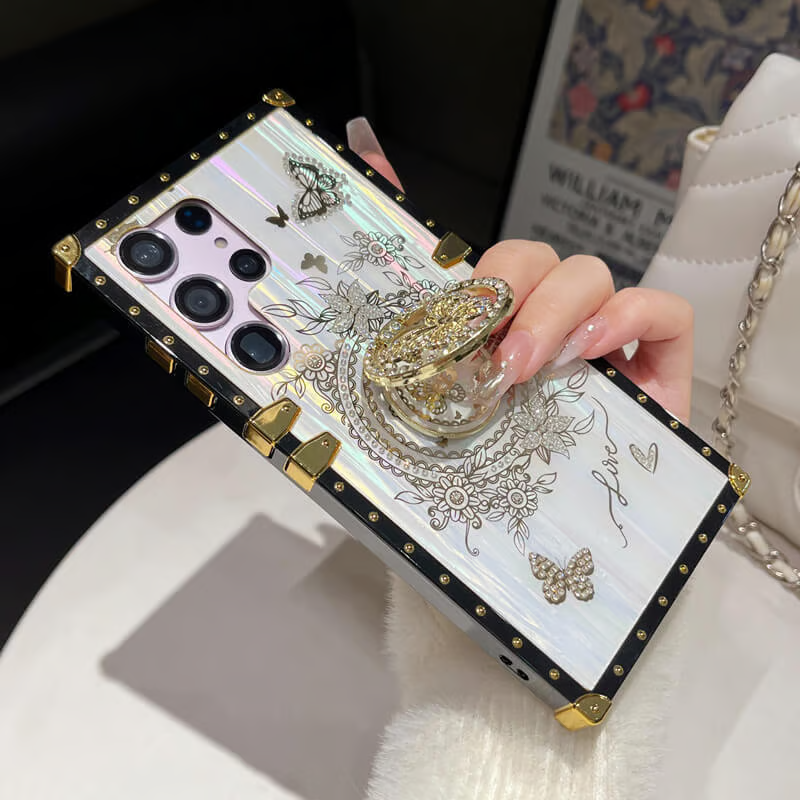 Etui na telefon Samsung Rhinestone Butterfly