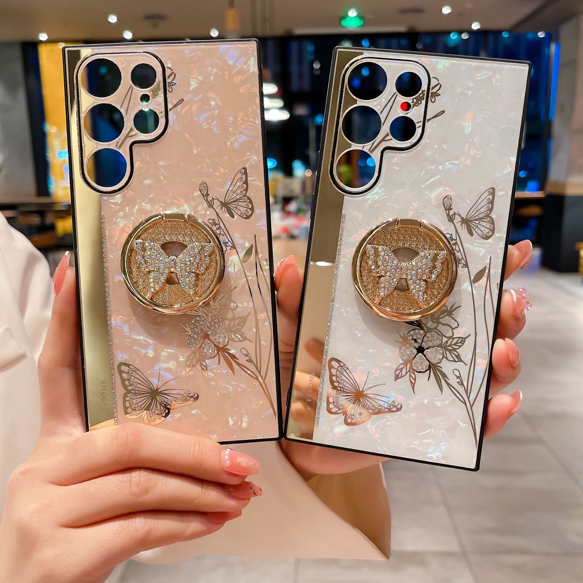 Modne i luksusowe etui na telefon komórkowy Samsung z diamentowym uchwytem