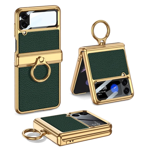 Magnetyczne skórzane etui z zawiasami do Samsunga Galaxy Z Flip4 Flip3 5G