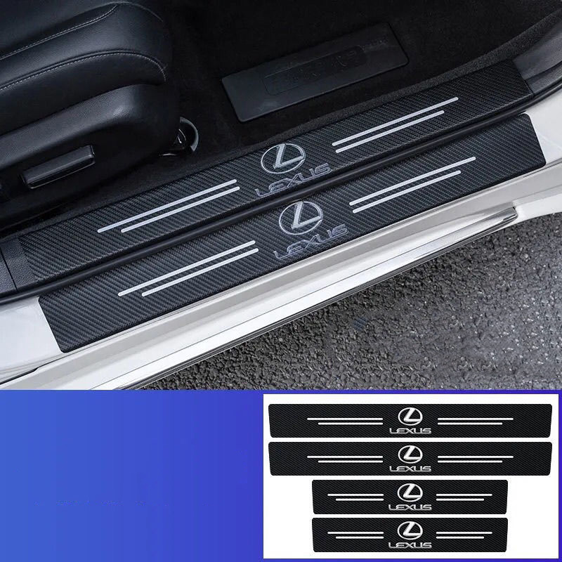 🔥Gorąca sprzedaż🔥ekskluzywne logo🔥skórzane listwy progowe samochodu z włókna węglowego (4 szt.)