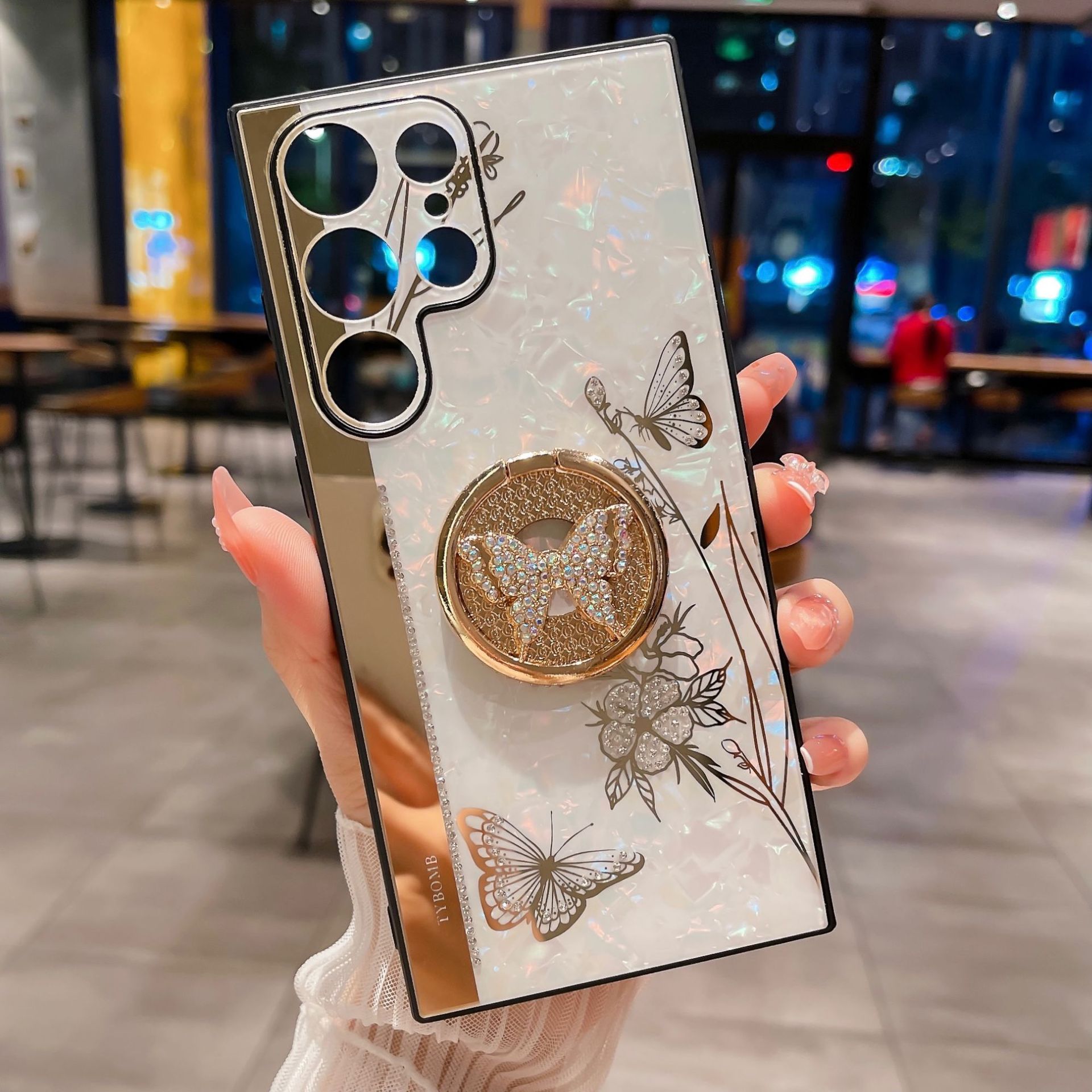 Modne i luksusowe etui na telefon komórkowy Samsung z diamentowym uchwytem