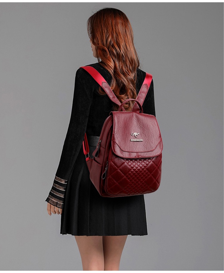 2024 Plecak z prawdziwej skóry o dużej pojemności w kształcie diamentu