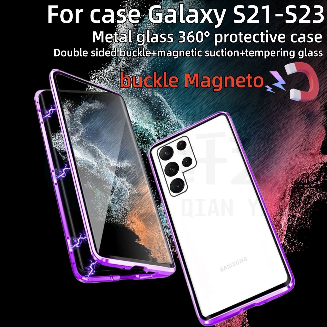 Capa protetora de vidro dupla face magnética de metal Samsung