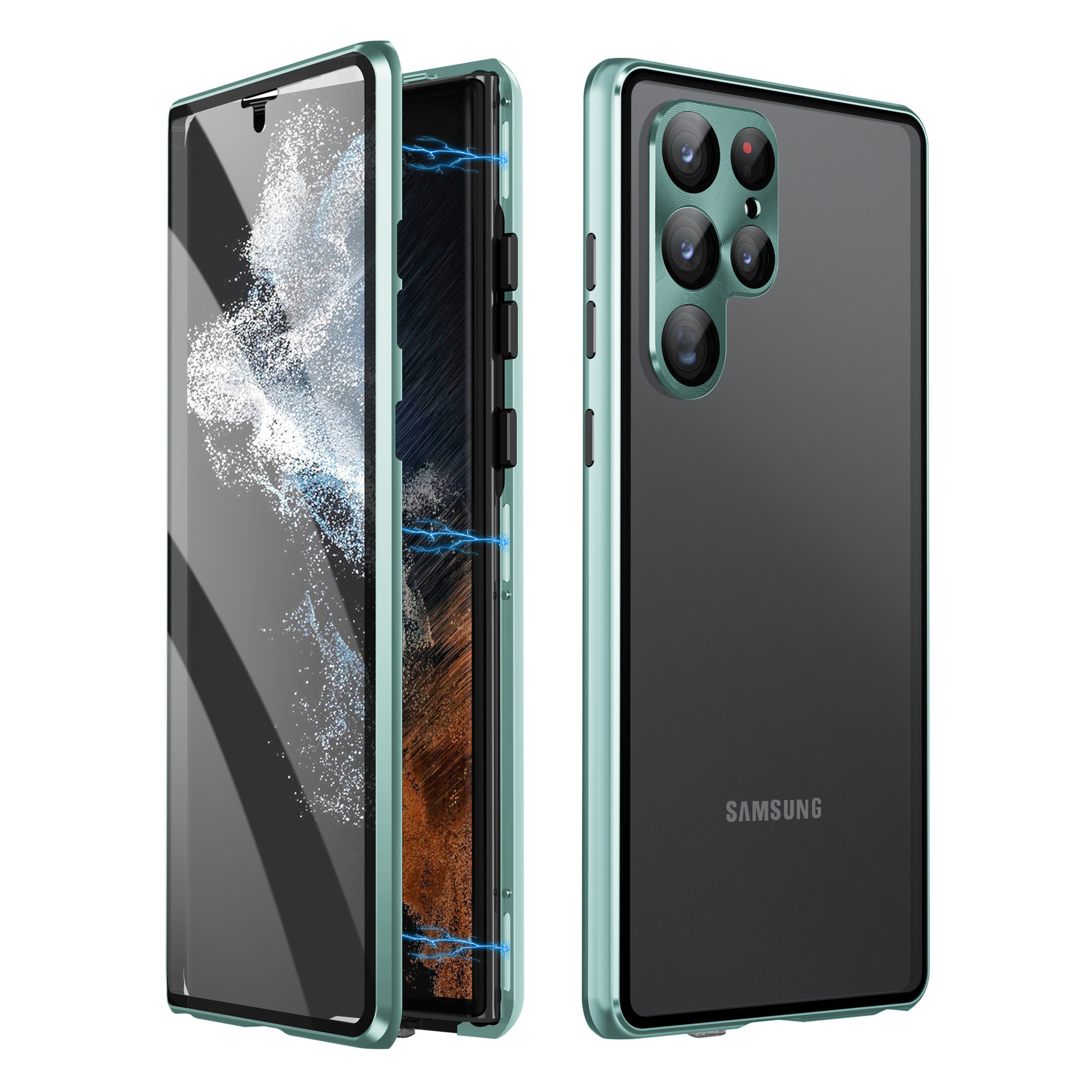 Liga de metal magnética 360 ° tela surround completa HD proteção de vidro anti peeping Caso para Samsung