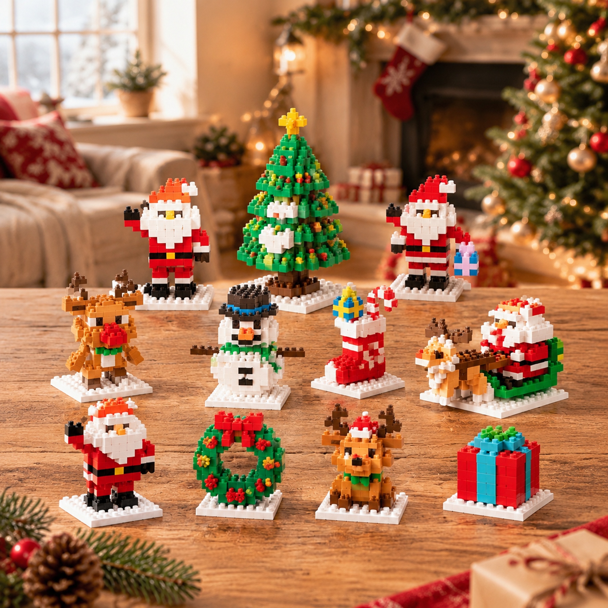 Christmas Mini Building Blocks Set | Cute Xmas Decor & Gift for Kids Adults