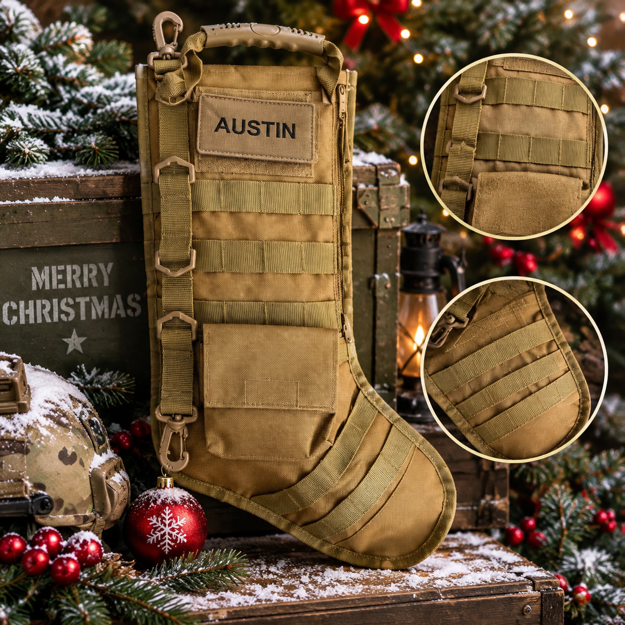 Personalizable Tactical Christmas Stocking | Custom Name Patch MOLLE Holiday Sock