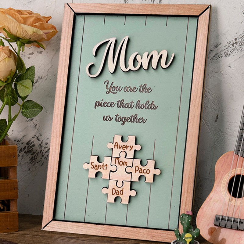 Personalized Mother's Day Gift Mom Puzzle Sign With Kids Name Puzzle