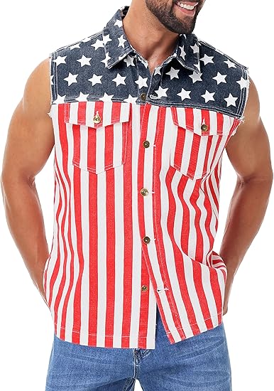 American Flag Shirt Biker Vest
