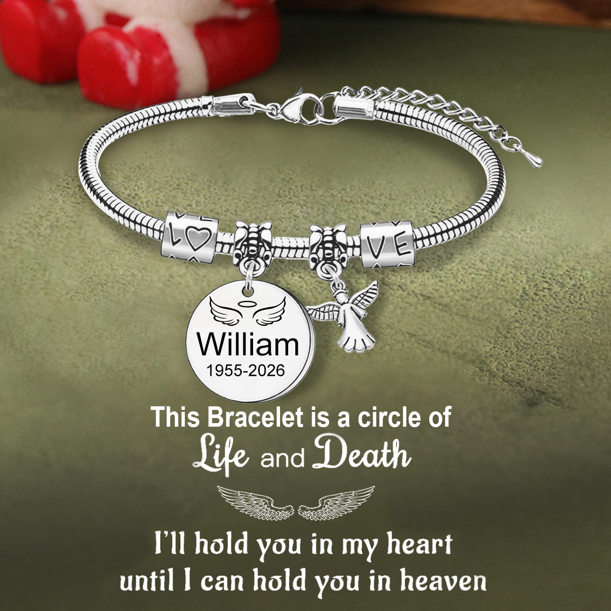 Always In My Heart - Personalized Angel Memorial Bracelet