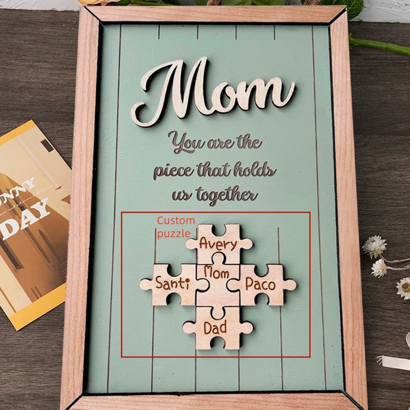 Personalized Mother's Day Gift Mom Puzzle Sign With Kids Name Puzzle