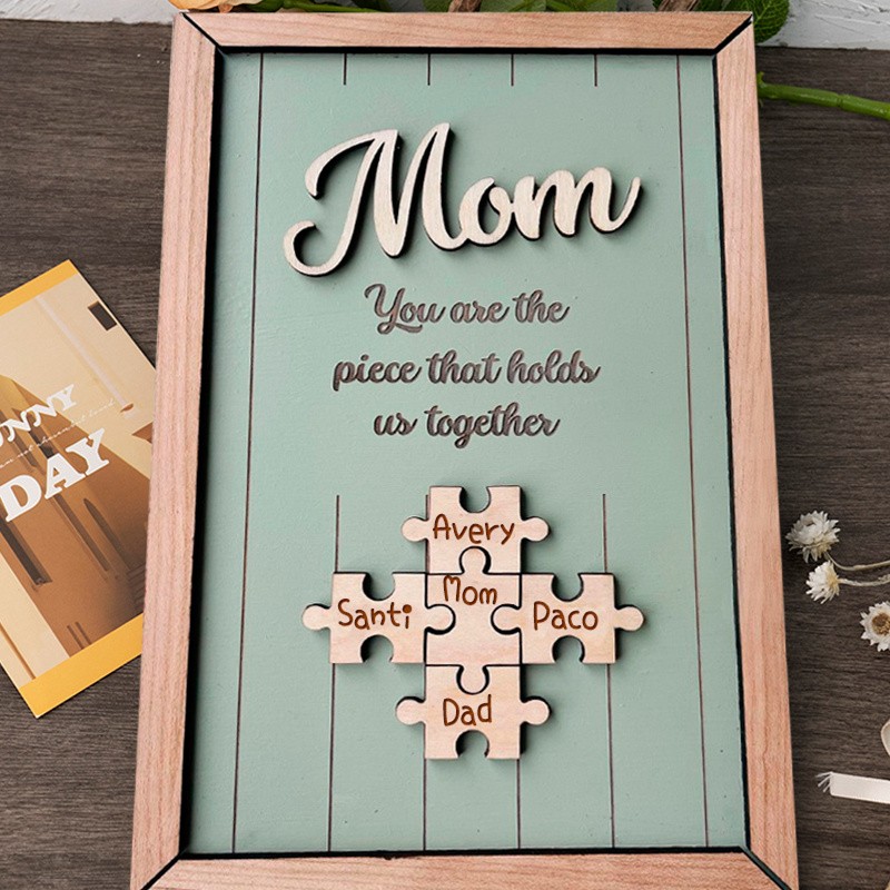 Personalized Mother's Day Gift Mom Puzzle Sign With Kids Name Puzzle