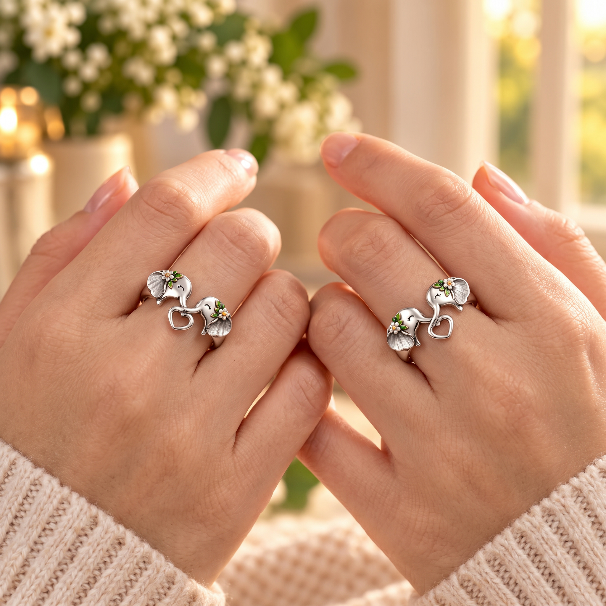 Two Elephants Love Loyalty & Sisterhood Ring | Gift For Best Friend Soul Sister