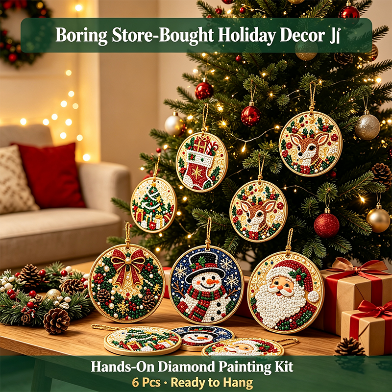 Christmas DIY Diamond Painting Ornaments Kit, Xmas Tree Hanging Pendant🎄