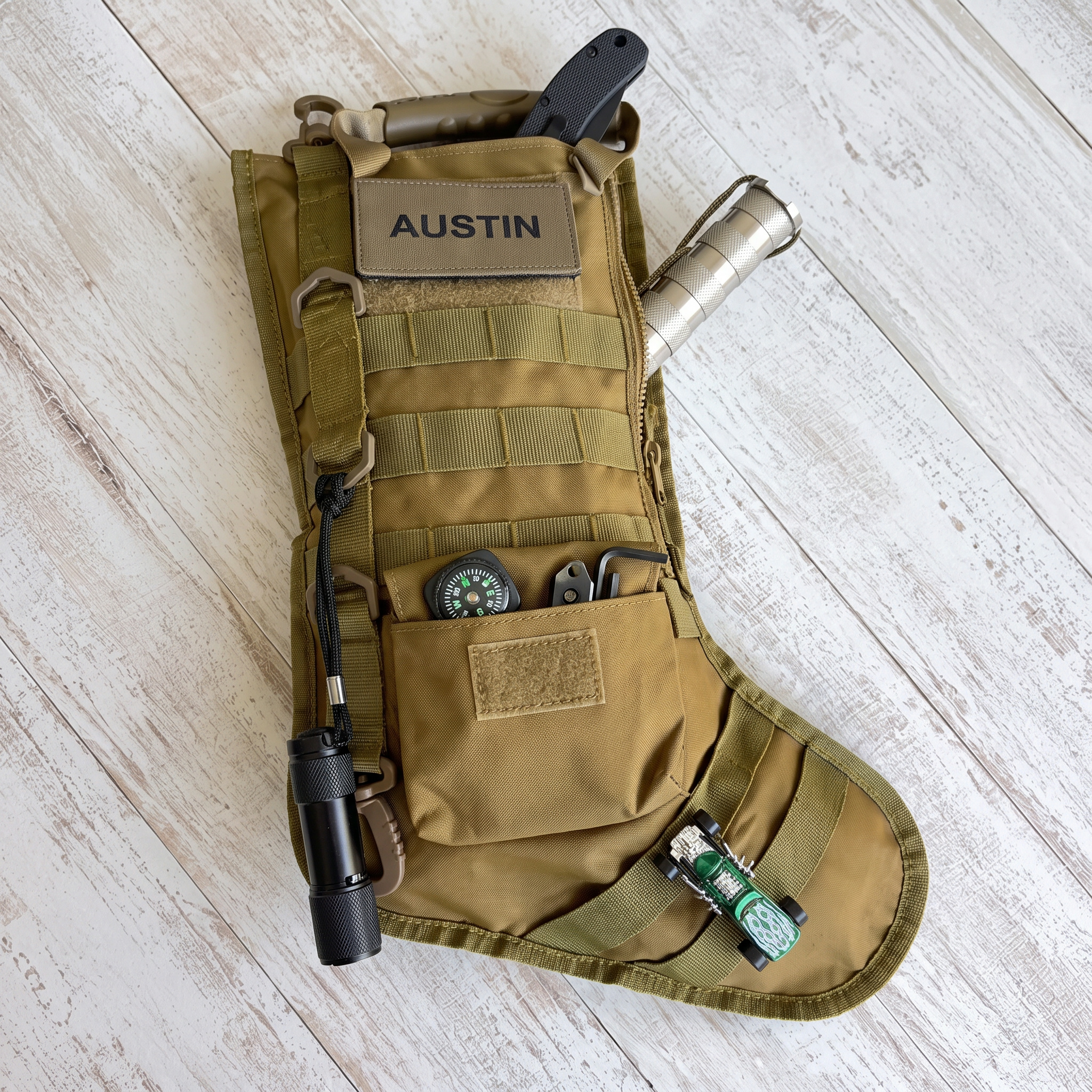 Personalizable Tactical Christmas Stocking | Custom Name Patch MOLLE Holiday Sock