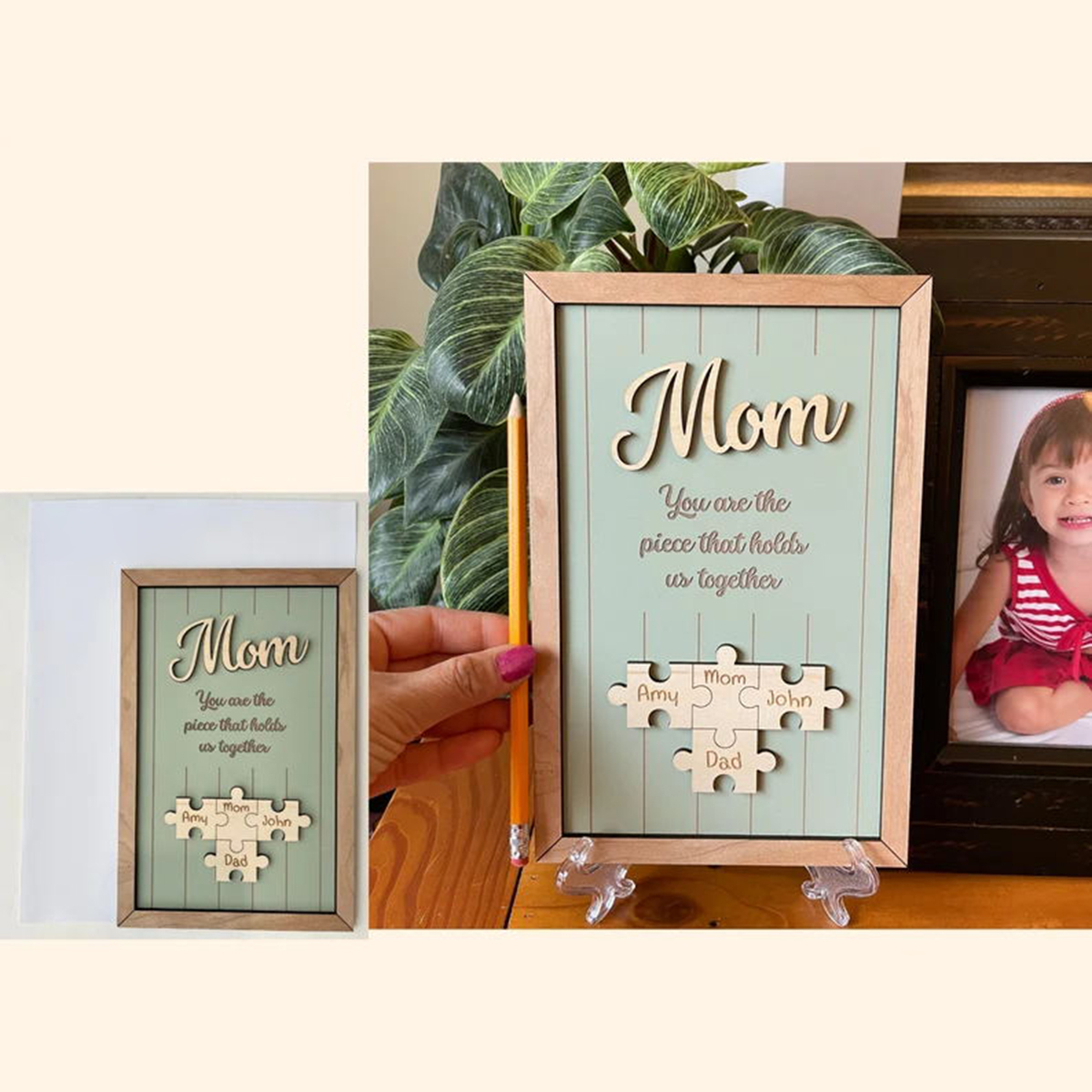 Personalized Mother's Day Gift Mom Puzzle Sign With Kids Name Puzzle