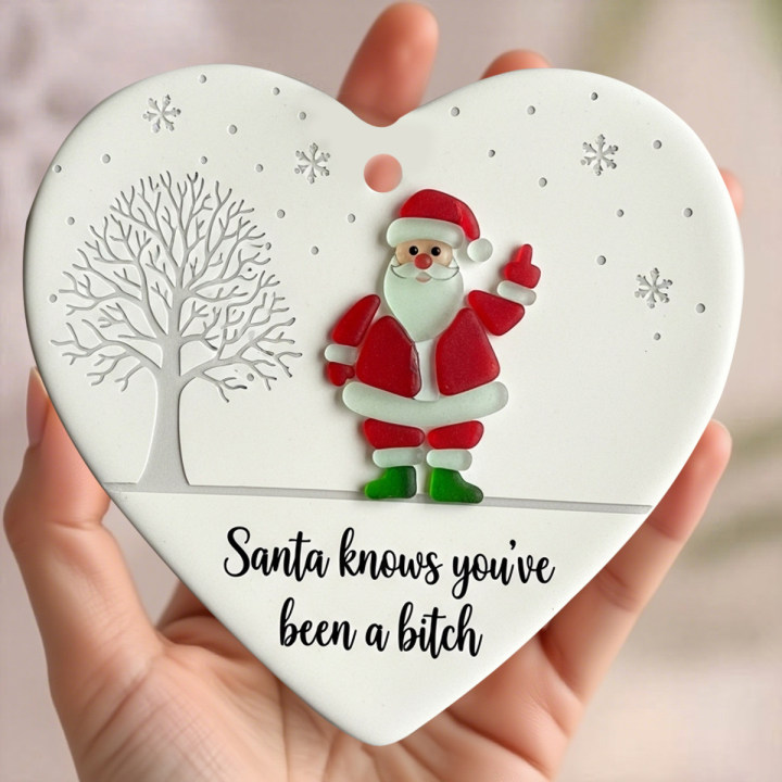 "Santa Claus Middle Finger" Christmas heart-shaped gift