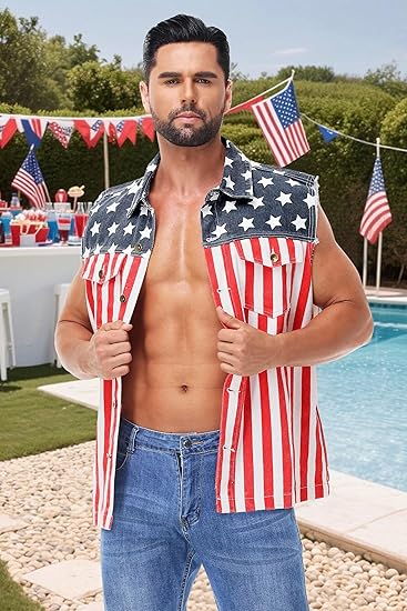 American Flag Shirt Biker Vest