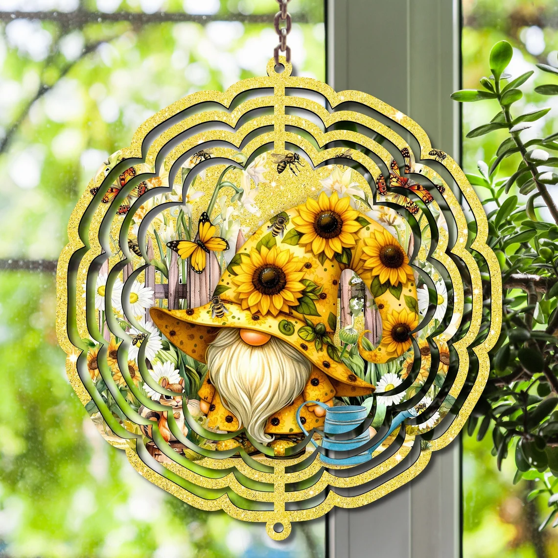 Painted rotating wind chime pendant