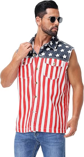 American Flag Shirt Biker Vest