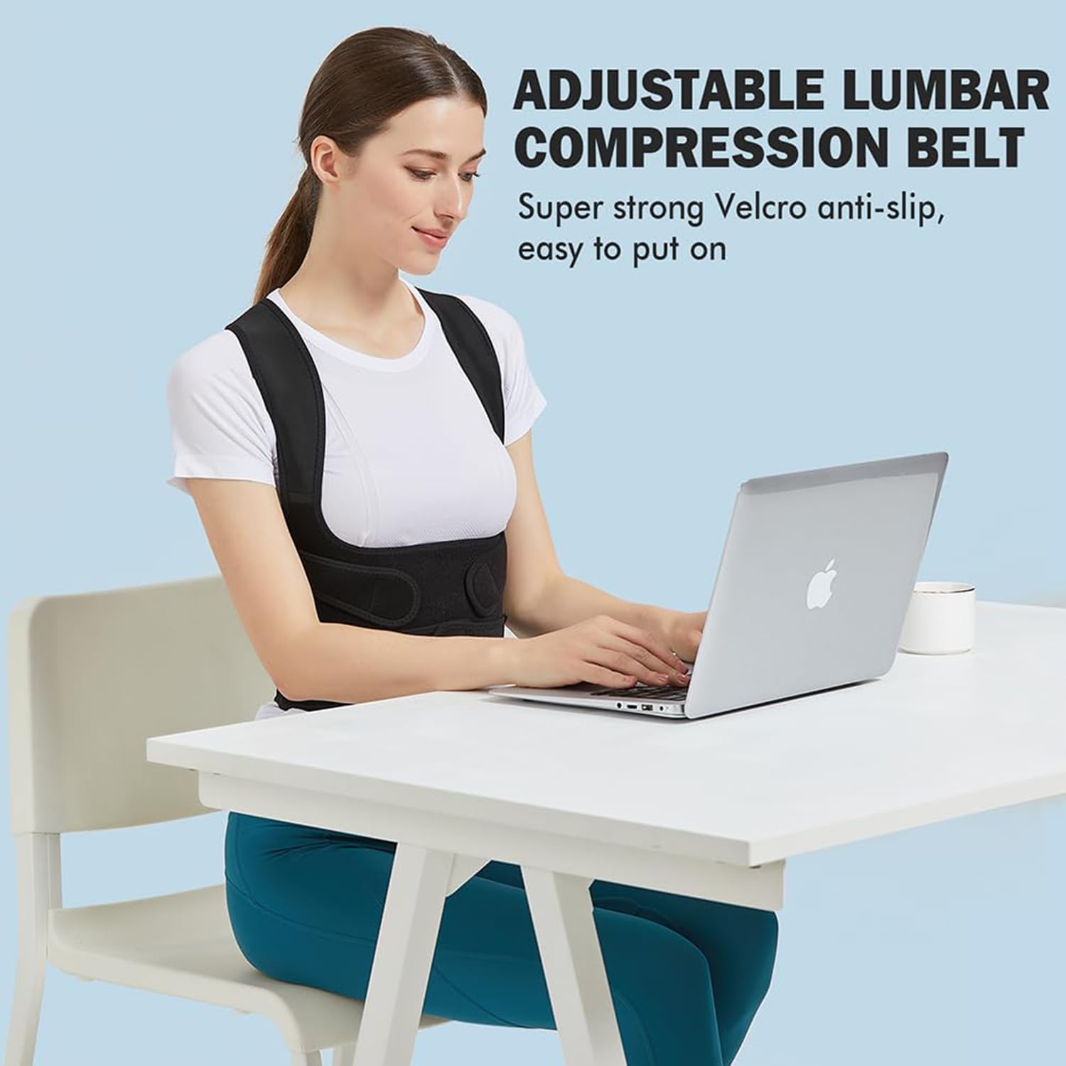 Breathable adjustable posture strap