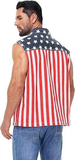 American Flag Shirt Biker Vest