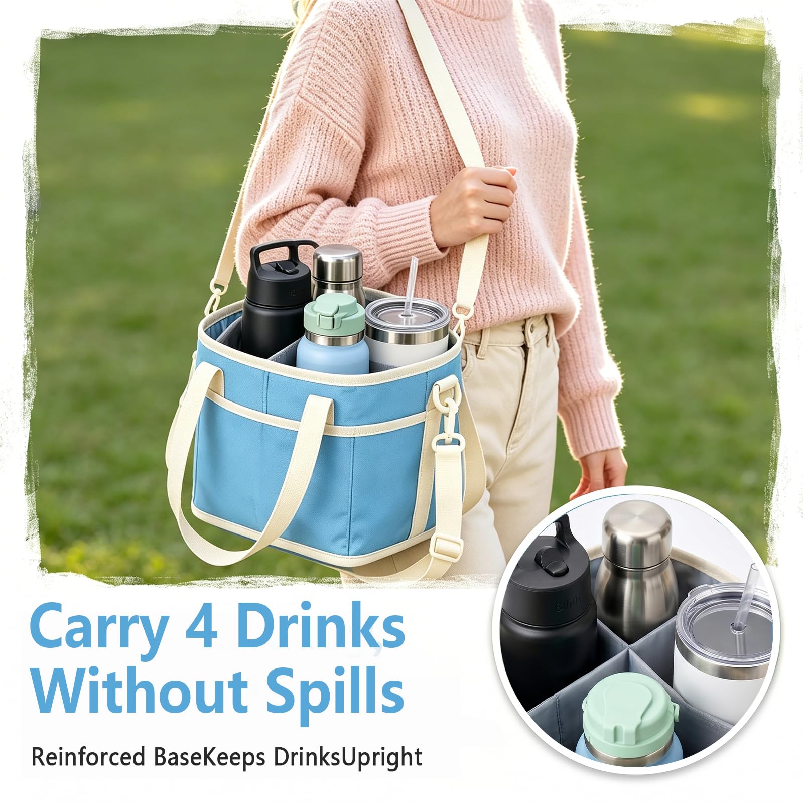 Insulated Drink Carrier Bag for 4 Cups