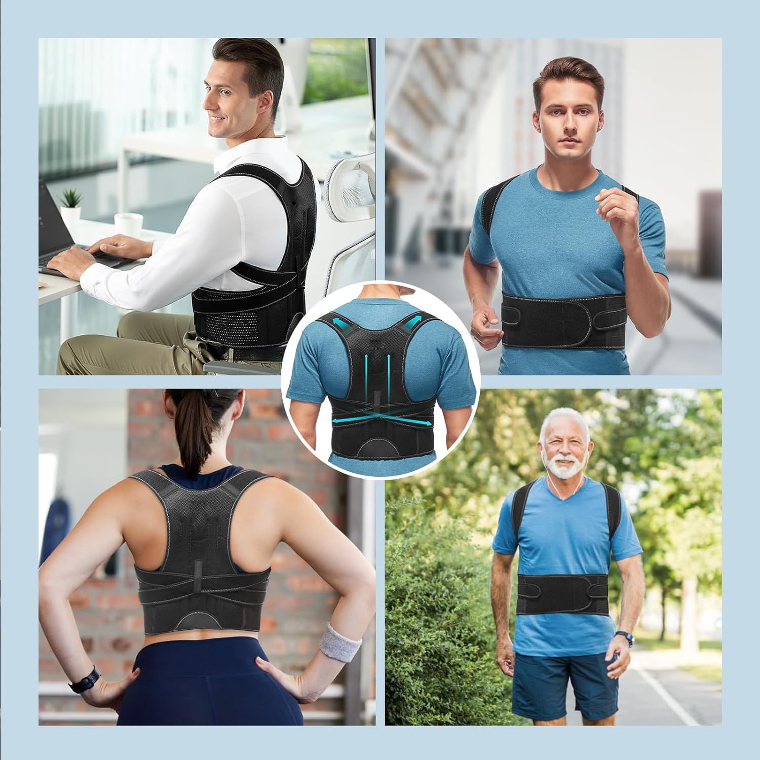 Breathable adjustable posture strap