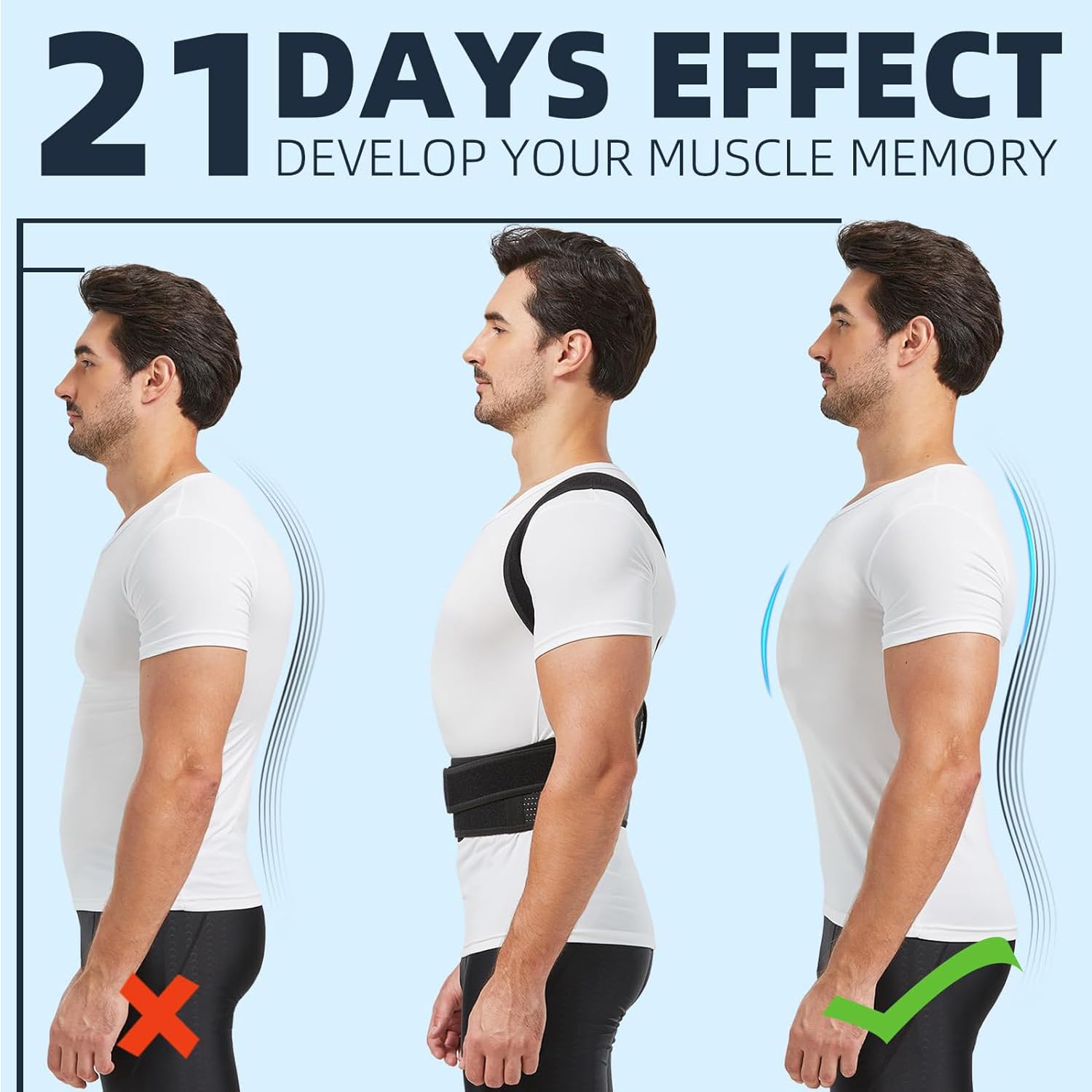 Breathable adjustable posture strap