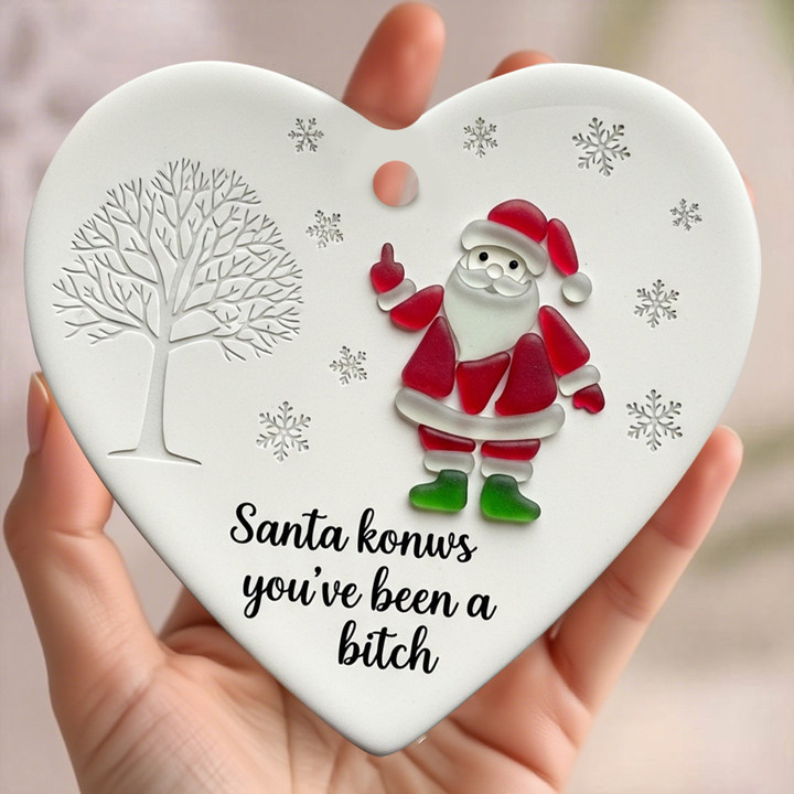 "Santa Claus Middle Finger" Christmas heart-shaped gift