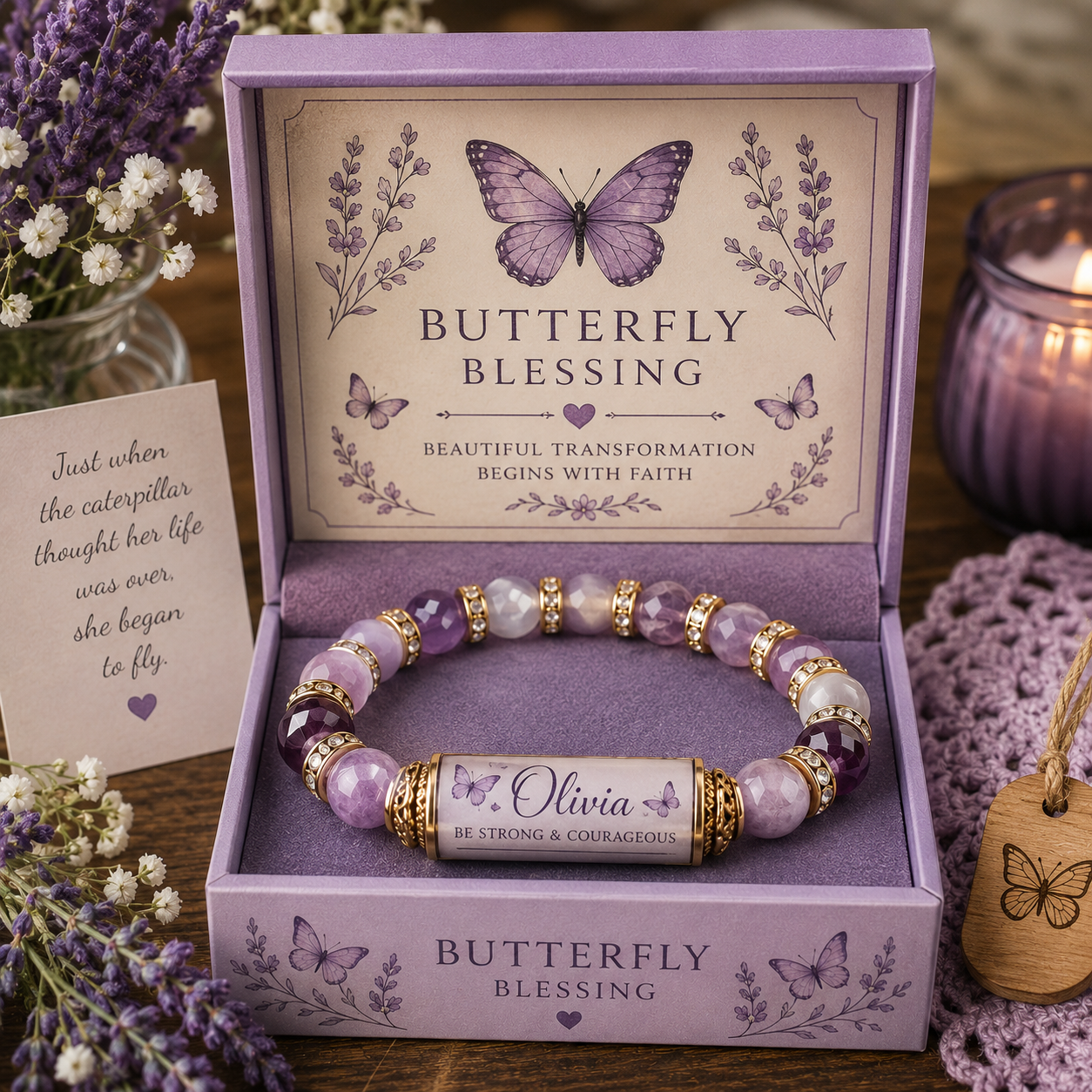 Personalized Butterfly Blessing Bracelet with Giftbox