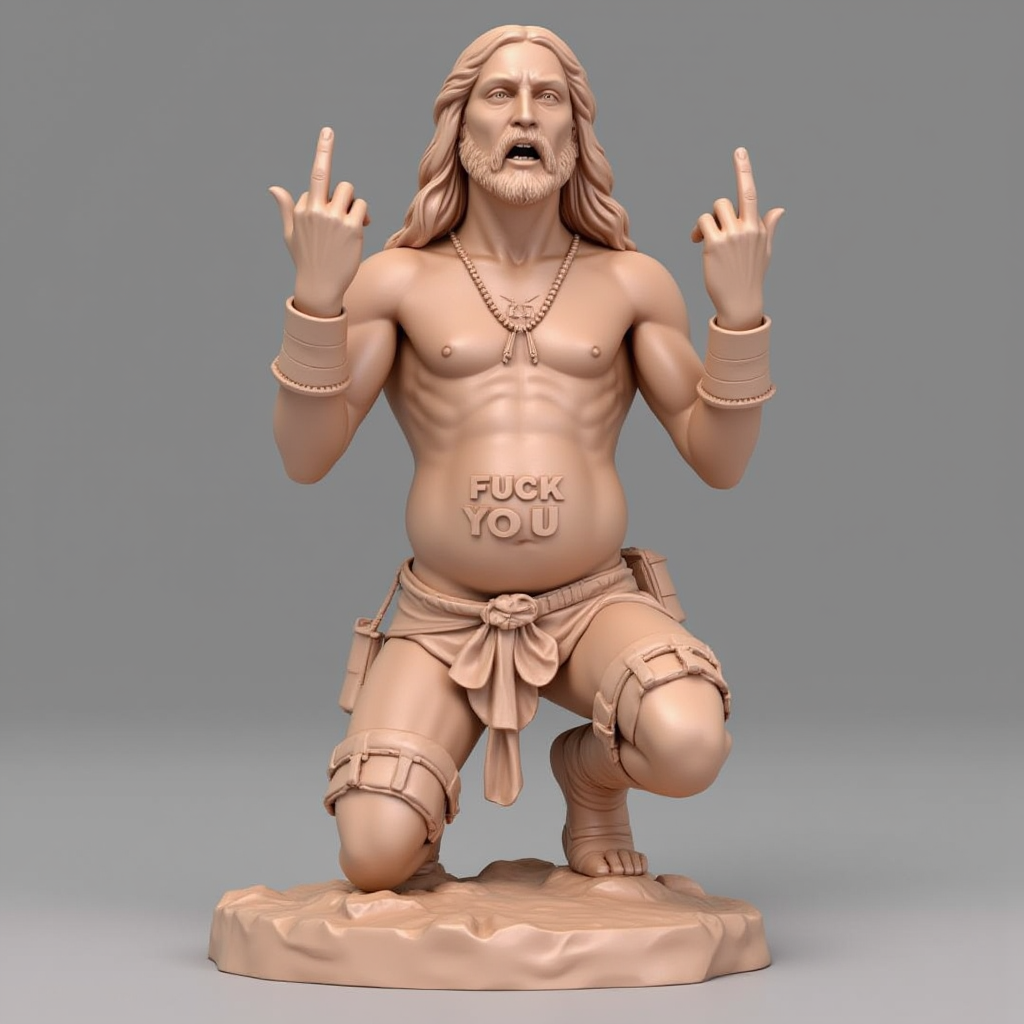 Jesus Statue with Attitude – Flipping the Bird!